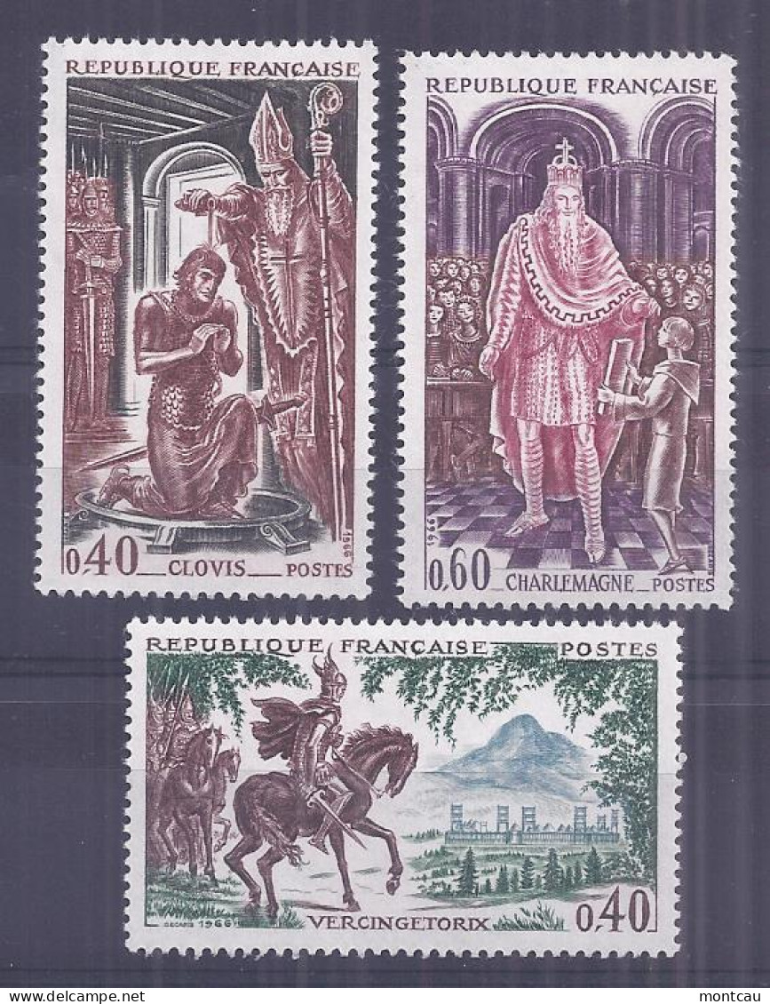 Francia 1966. YT = 1495-97 -  (*). Grandes Nombres De La Historia - Unused Stamps