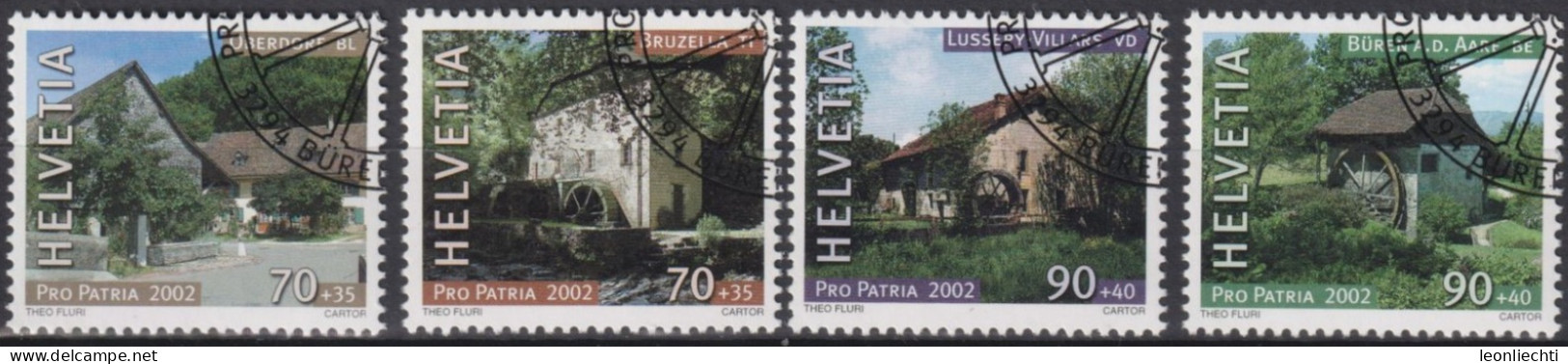 2002 Schweiz Pro Patria, Wertvolle Bauten Am Wasser ⵙ Zum:CH B276-B279, Mi:CH 1790-1793, Yt:CH 1714-1717 - Used Stamps