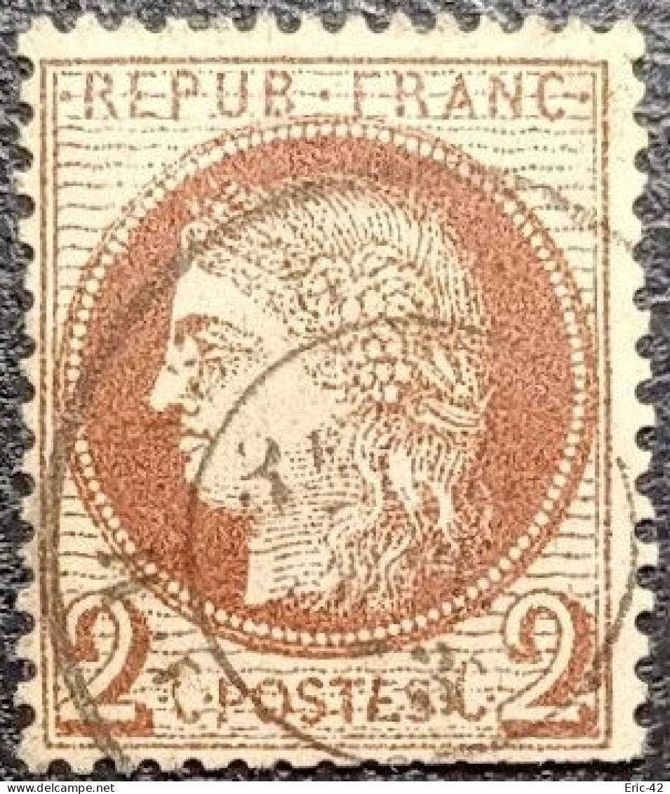 FRANCE Y&T N°51a Cérès 2c Brun-rouge Foncé. Oblitéré CàD - 1871-1875 Ceres