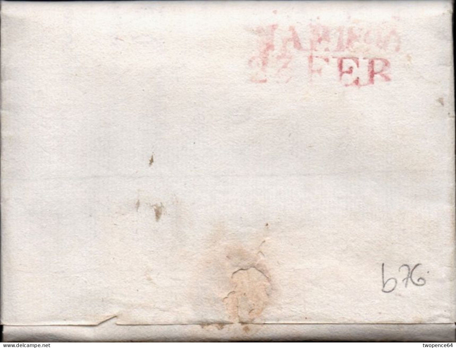 B76 - LETTERA PREFILATELICA DA NAPOLI A MONTECALVO 1820 - 1. ...-1850 Prephilately