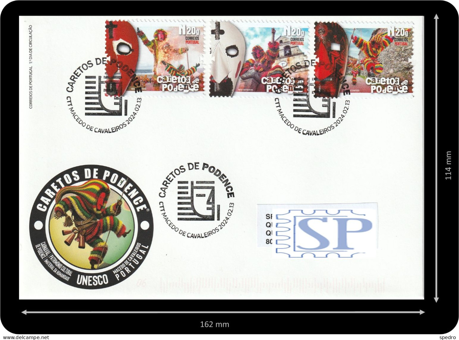 Portugal 2024 3 FDC Circulado Caretos De Podence  Macedo De Cavaleiros Bragança Trás-os-Montes Festas Carnaval - Poststempel (Marcophilie)