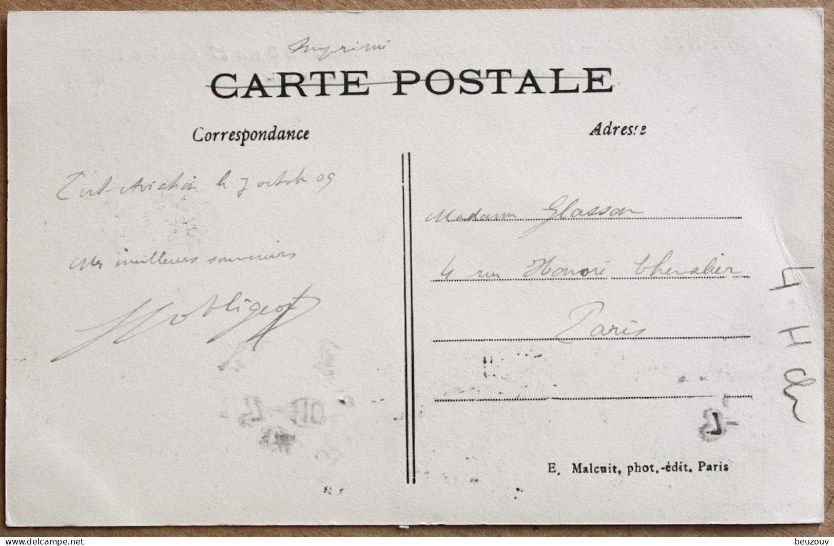 CPA PORT-AVIATION - Rougier Sur Biplan Voisin En Plein Vol - Timbre Souvenir 1909 - Meetings