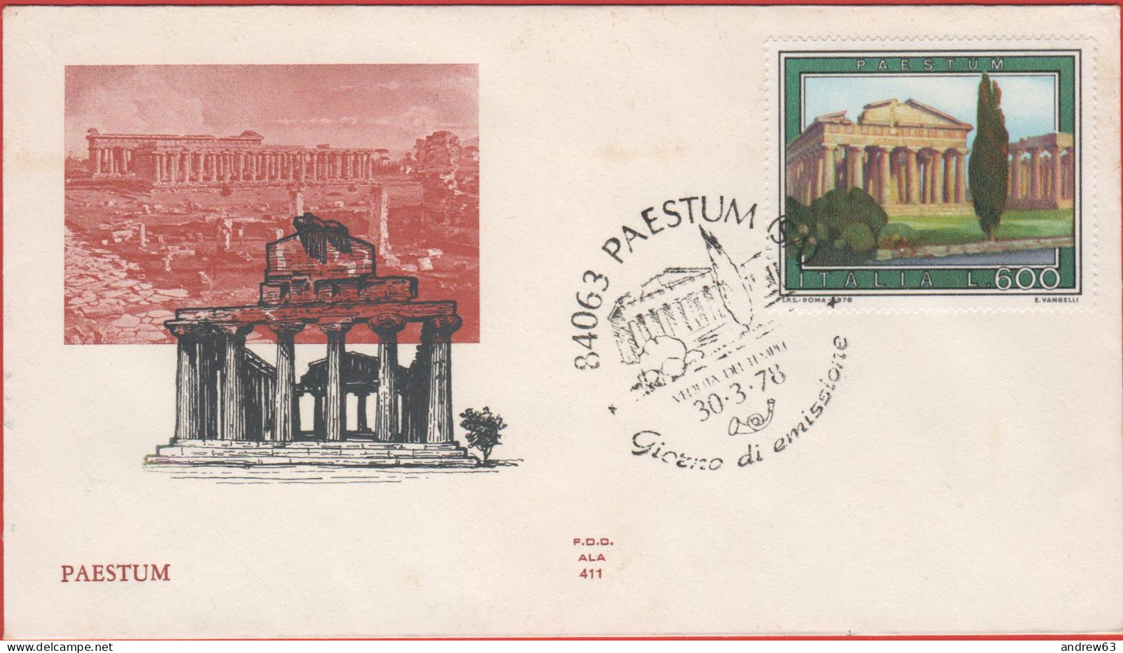 ITALIA - ITALIE - ITALY - 1978 - Turismo - 5ª Emissione - Paestum - FDC ALA - FDC