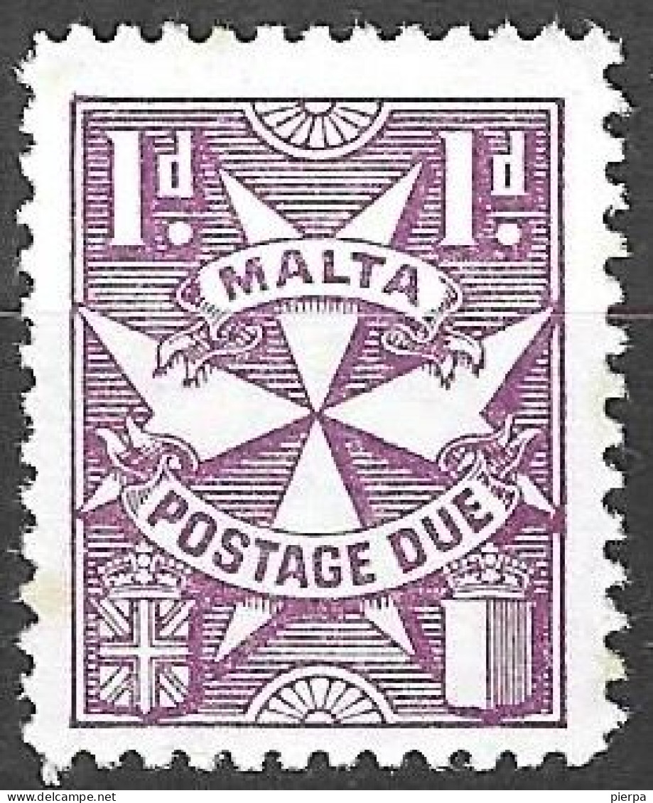 MALTA -1967 - SEGNATASSE - CROCE DI MALTA - 1 P - FIL A - DENT. 12 - NUOVO MNH**  (YVERT TX 28 - MICHEL PD 29) - Malta