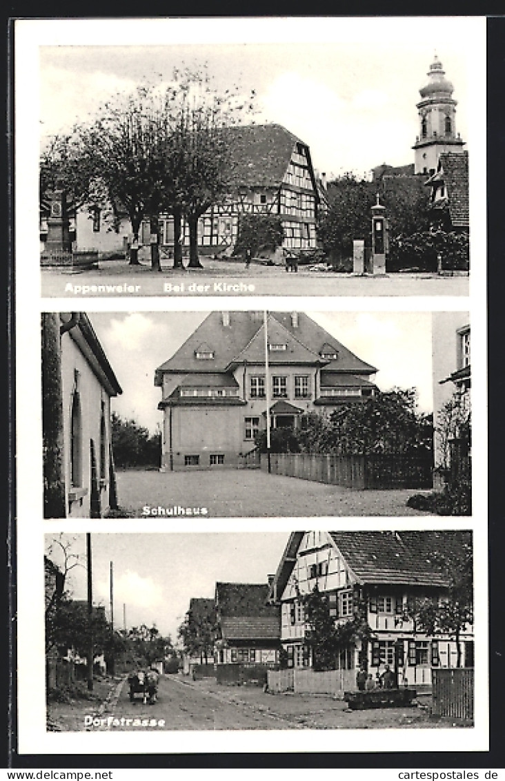AK Appenweier, Dorfstrasse, Schule, Partie Bei Der Kirche  - Other & Unclassified