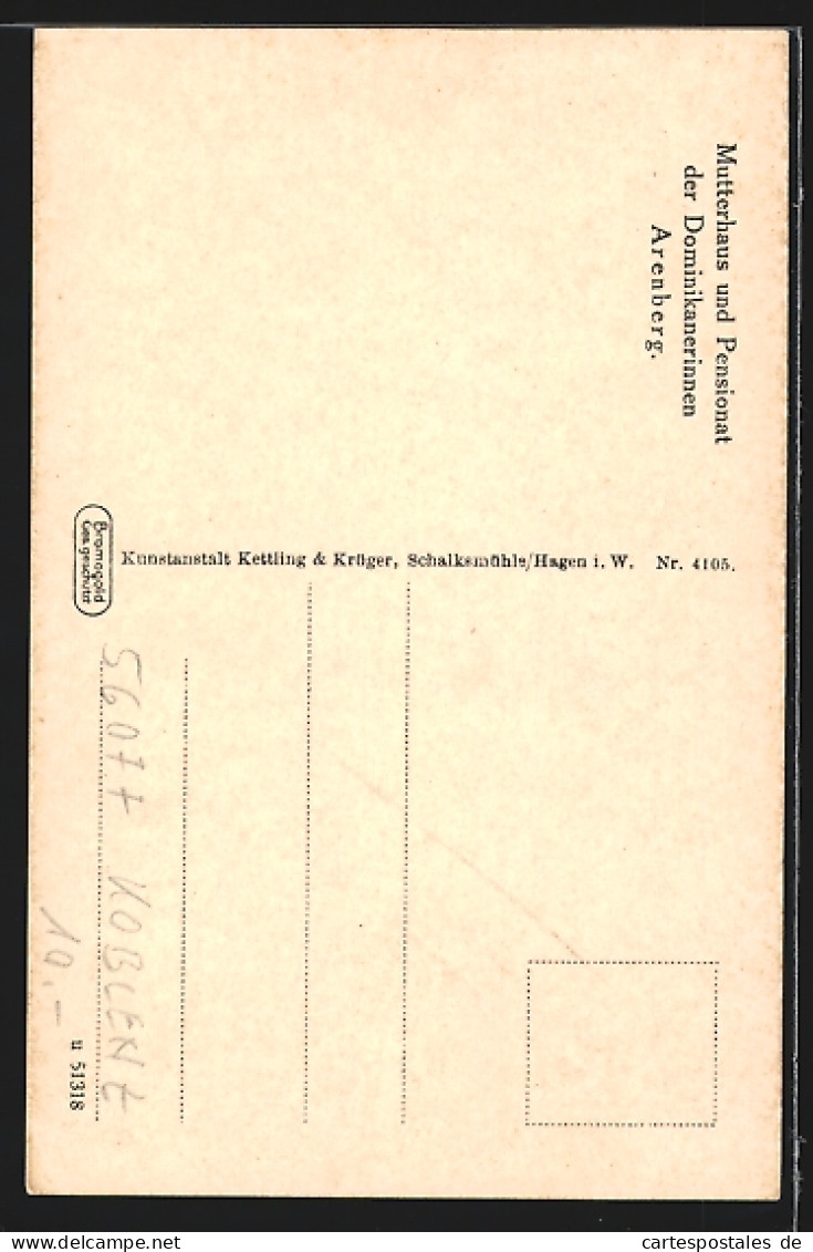 AK Arenberg, Mutterhaus-Pensionat Der Dominikanerinnen, Haupteingang  - Other & Unclassified