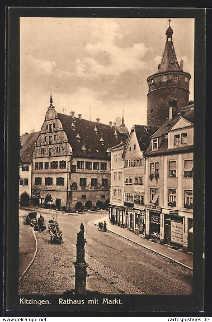 AK Kitzingen, Rathaus Mit Markt, Von Oben Gesehen  - Kitzingen