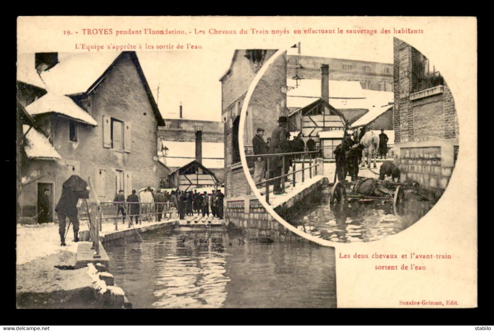 10 - TROYES - INONDATIONS DE  - LES CHEVAUX DU TRAIN NOYES EN EFFECTUANT LE SAUVETAGE DES HABITANTS - Troyes