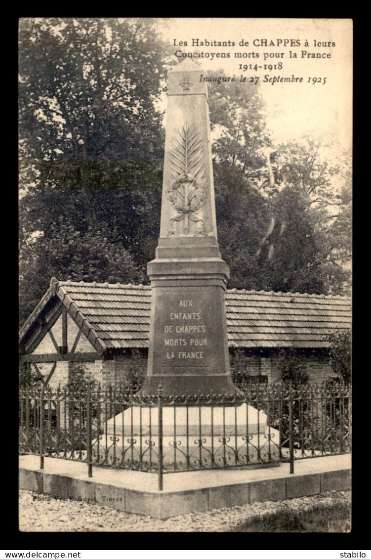 10 - CHAPPES - LE MONUMENT AUX MORTS - Autres & Non Classés