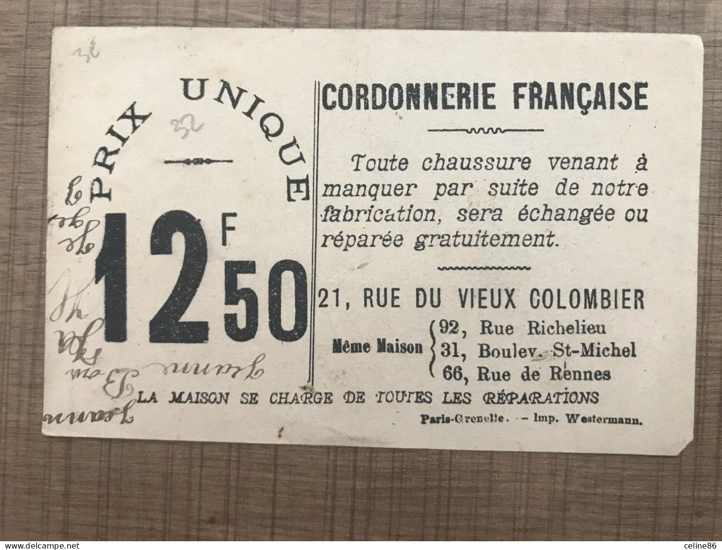 21 Rue Du Vieux Colombier Chercher L'accusé Coordonnerie Française - Sonstige & Ohne Zuordnung