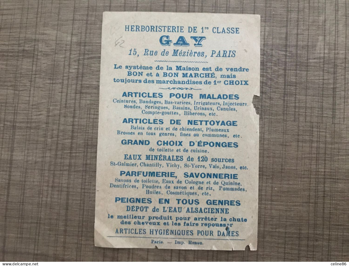 Herboristerie Parfumerie éponges 15 Rue De Mézières L'ile De St Helene - Autres & Non Classés