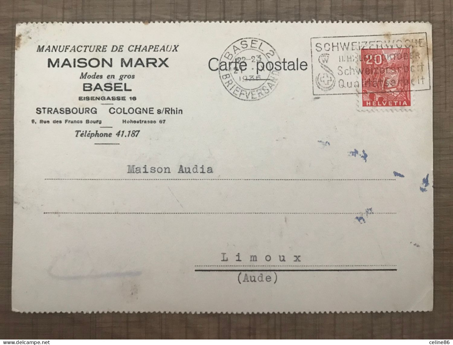 Manufacture De Chapeaux MAISON MARX Courrier - Documents Historiques