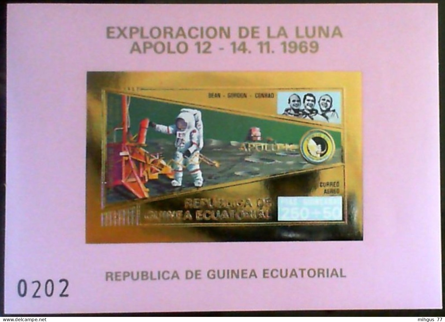 EQUATORIAL GUINEA , 1973.-  Apollo 12. Imperforate Of Souvenir Sheet 4500 GUP 1 B With Modified Colors - Africa