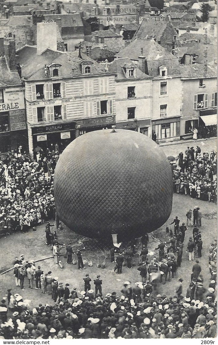 Thouars- Fete De La Saint Medard - Le Depart Du Ballon La Brise 1901 - Thouars