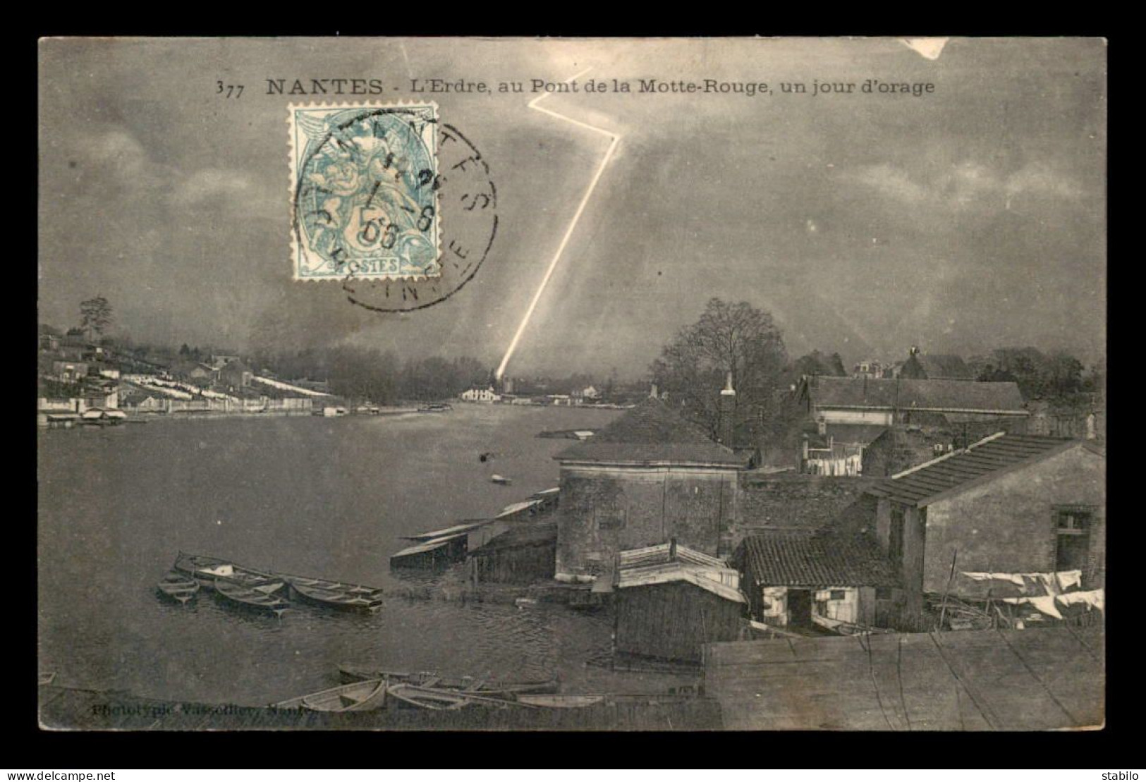 44 - NANTES - L'ERDRE AU PONT DE LA MOTTE ROUGE UN JOUR D'ORAGE - FOUDRE - ECLAIR - Nantes