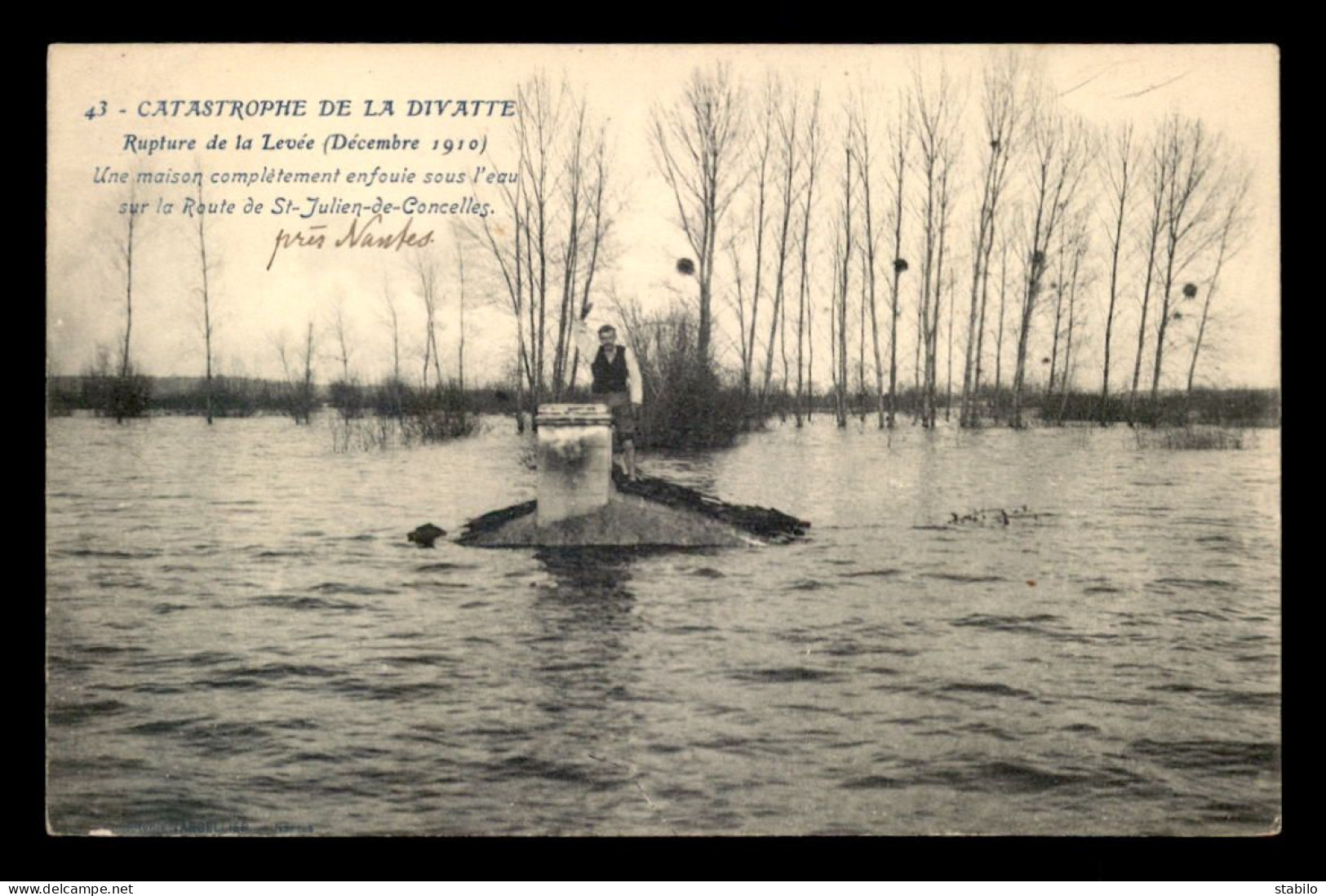 44 - ROUTE DE ST-JULIEN-DE-CONCELLES - CATASTROPHE DE LA DIVATTE, RUPTURE DE LA LEVEE DECEMBRE 1910 - Otros & Sin Clasificación