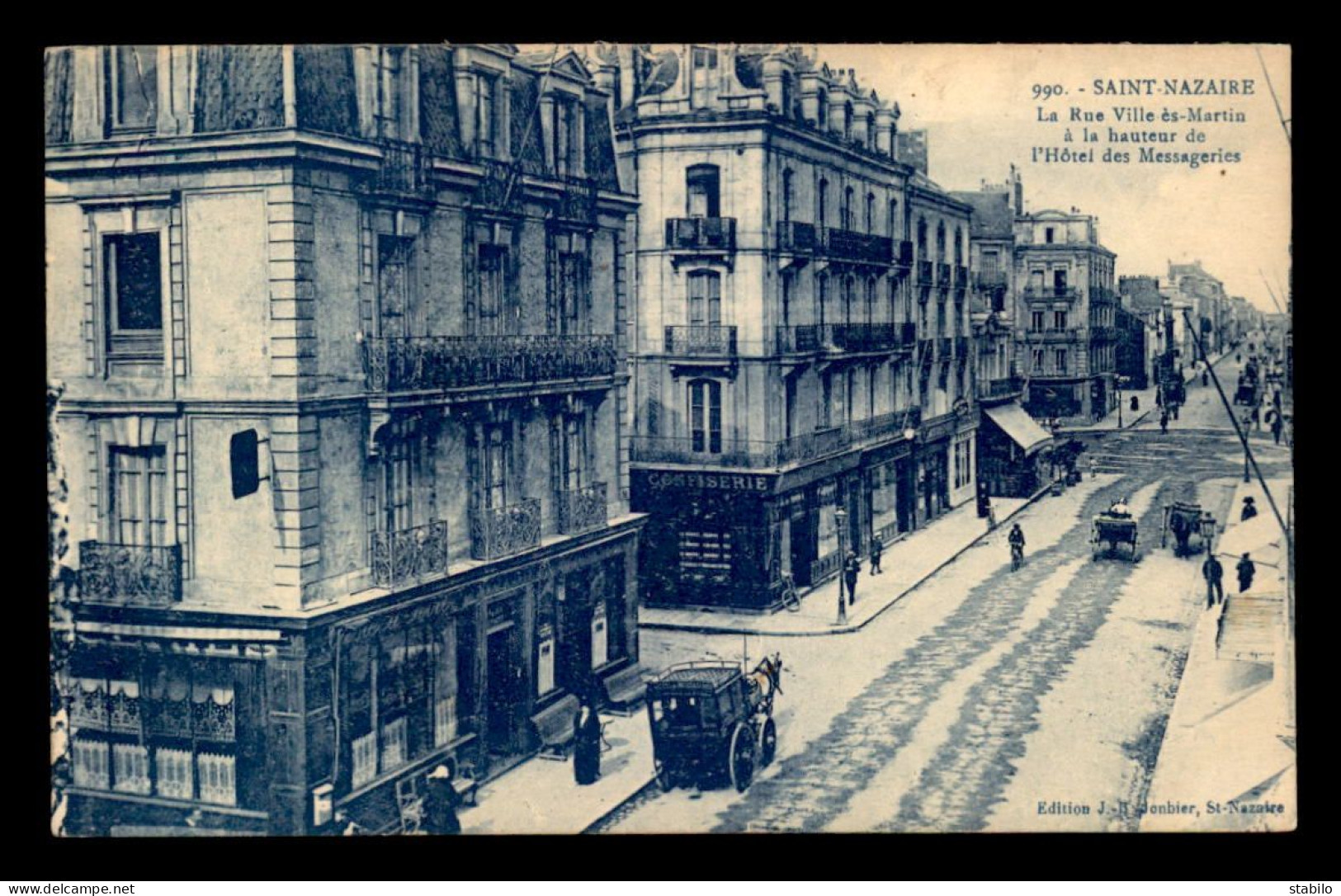 44 - SAINT-NAZAIRE - LA RUE VILLE-ES-MARTIN - HOTEL DES MESSAGERIES - Saint Nazaire