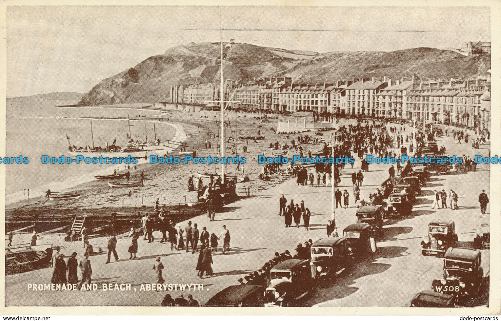 R094087 Promenade And Beach. Aberystwyth. Valentine. Phototype. No W508. 1949 - World