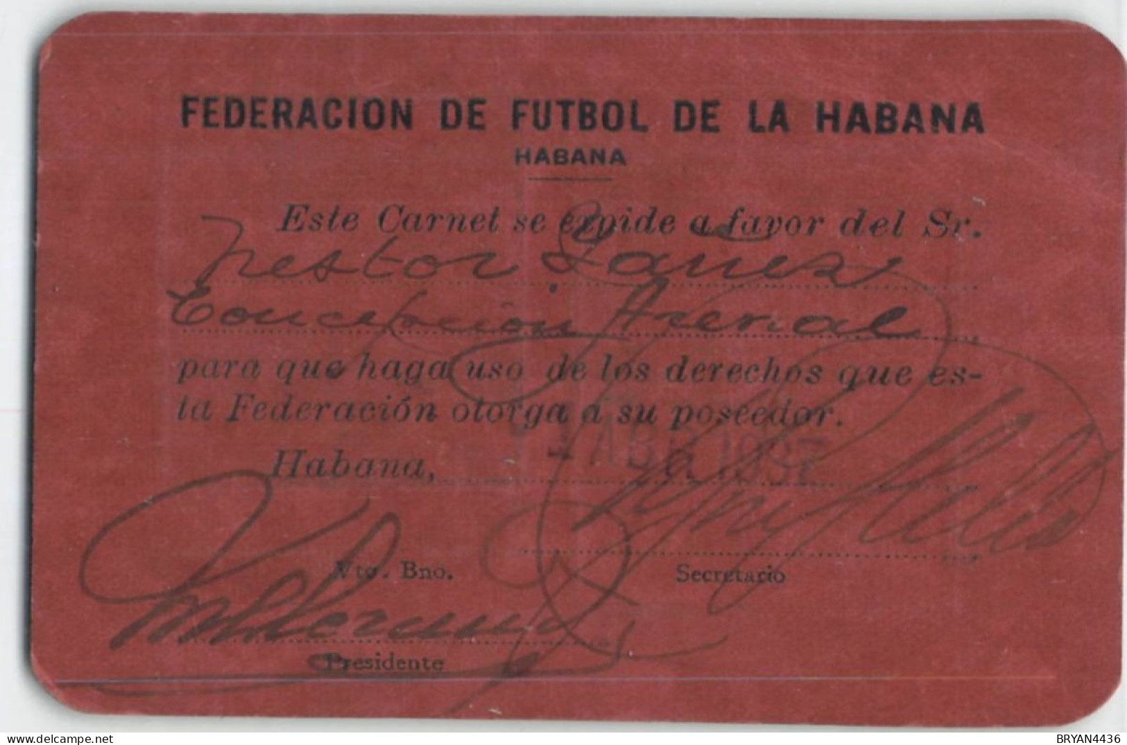 CUBA - HABANA - LA HAVANE - CARTE ANCIENNE De La FEDERATION DE FOOTBALL - CARTE DE MEMBRE - 1937 - Format (7x11cm) - Andere & Zonder Classificatie