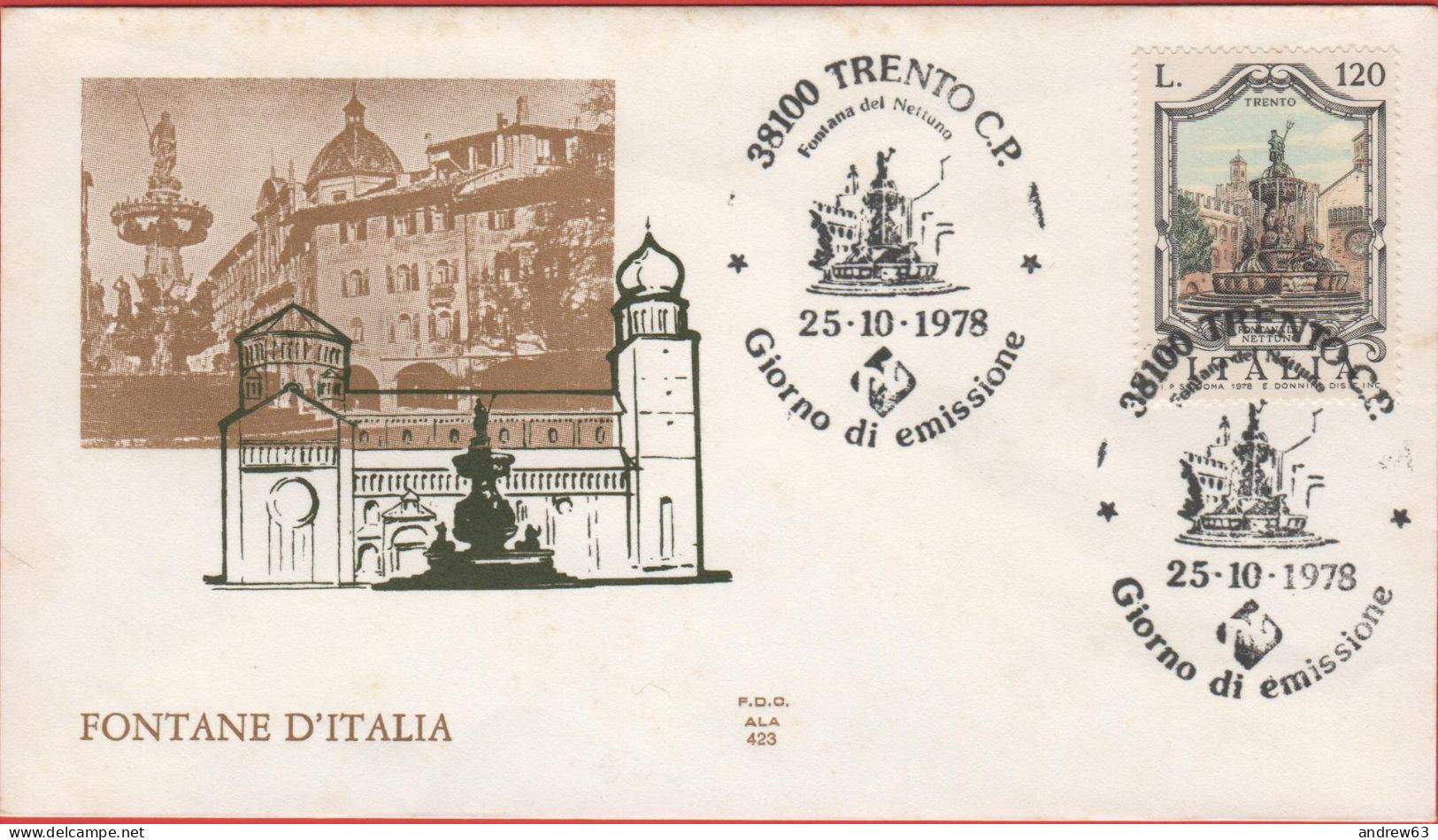 ITALIA - ITALIE - ITALY - 1978 - Fontane - 6ª Emissione - Trento - FDC ALA - FDC