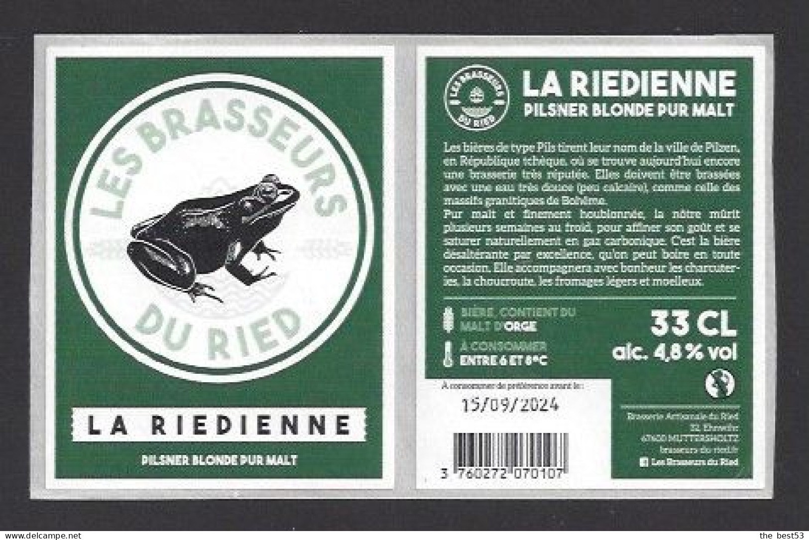 Etiquette De Bière  Blonde  -  La Riedienne  -  Brasserie  Ried  à  Muttersholtz   (67) - Bière