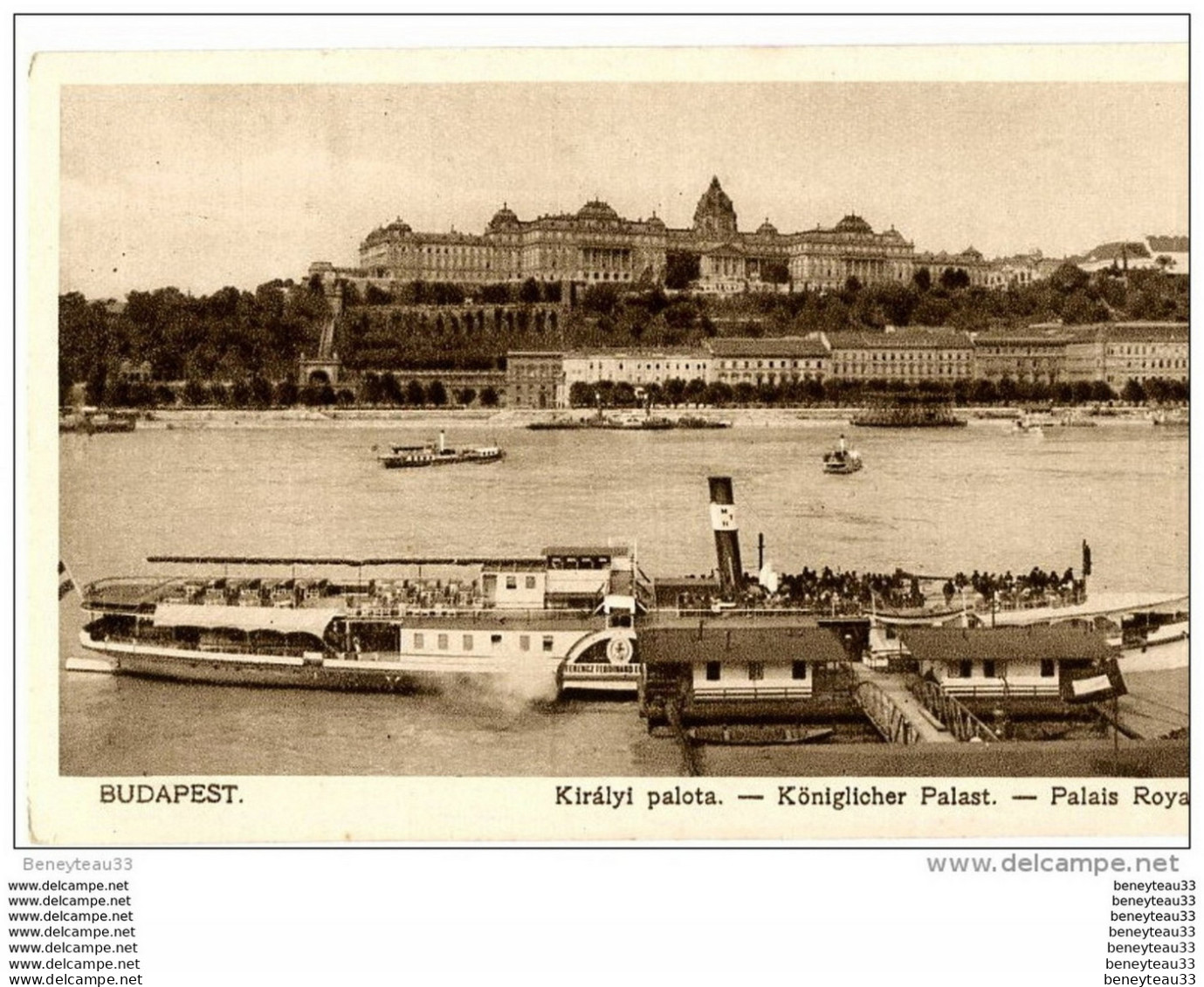 CPA (Réf : I485)  BUDAPEST (HONGRIE) Kiralyi Palota - Königlicher Palast - Palais Royal.(Très Animée, Bateau à Aube) - Otros & Sin Clasificación