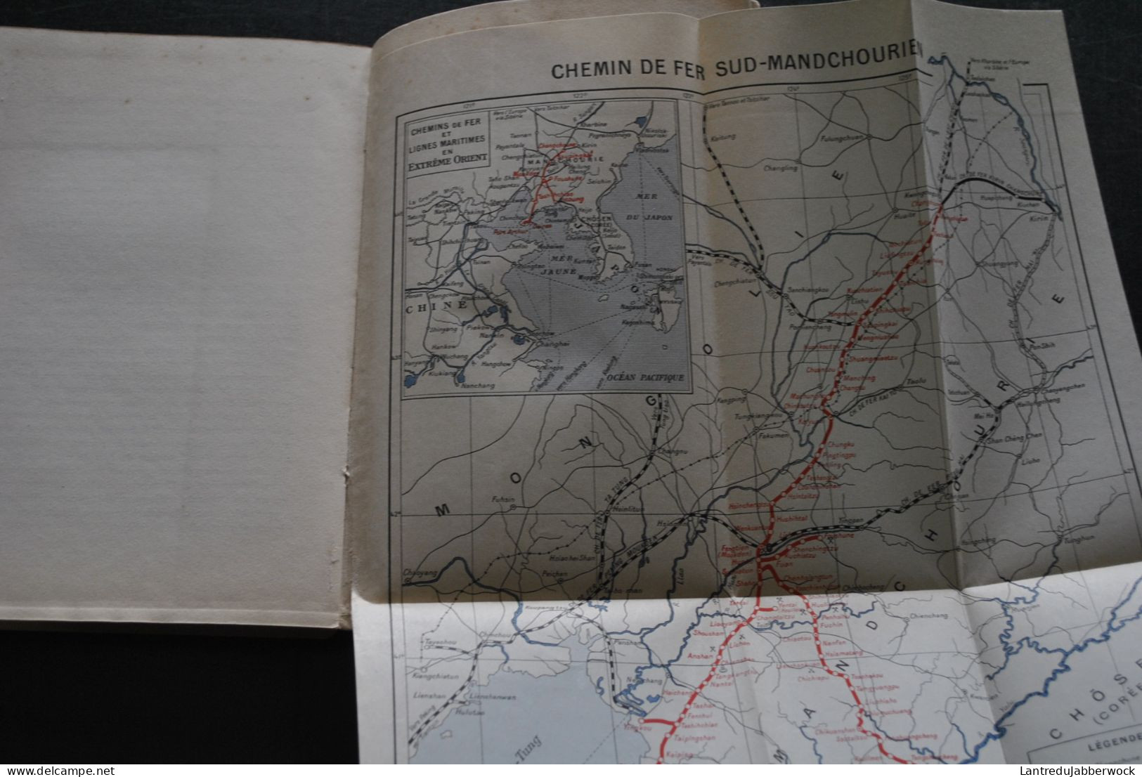 Henry Kinney La Mandchourie Moderne Et La Compagnie Du Chemin De Fer Sud Mandchourien Baudelot & Cie 1928 Carte Couleur - Spoorwegen En Trams