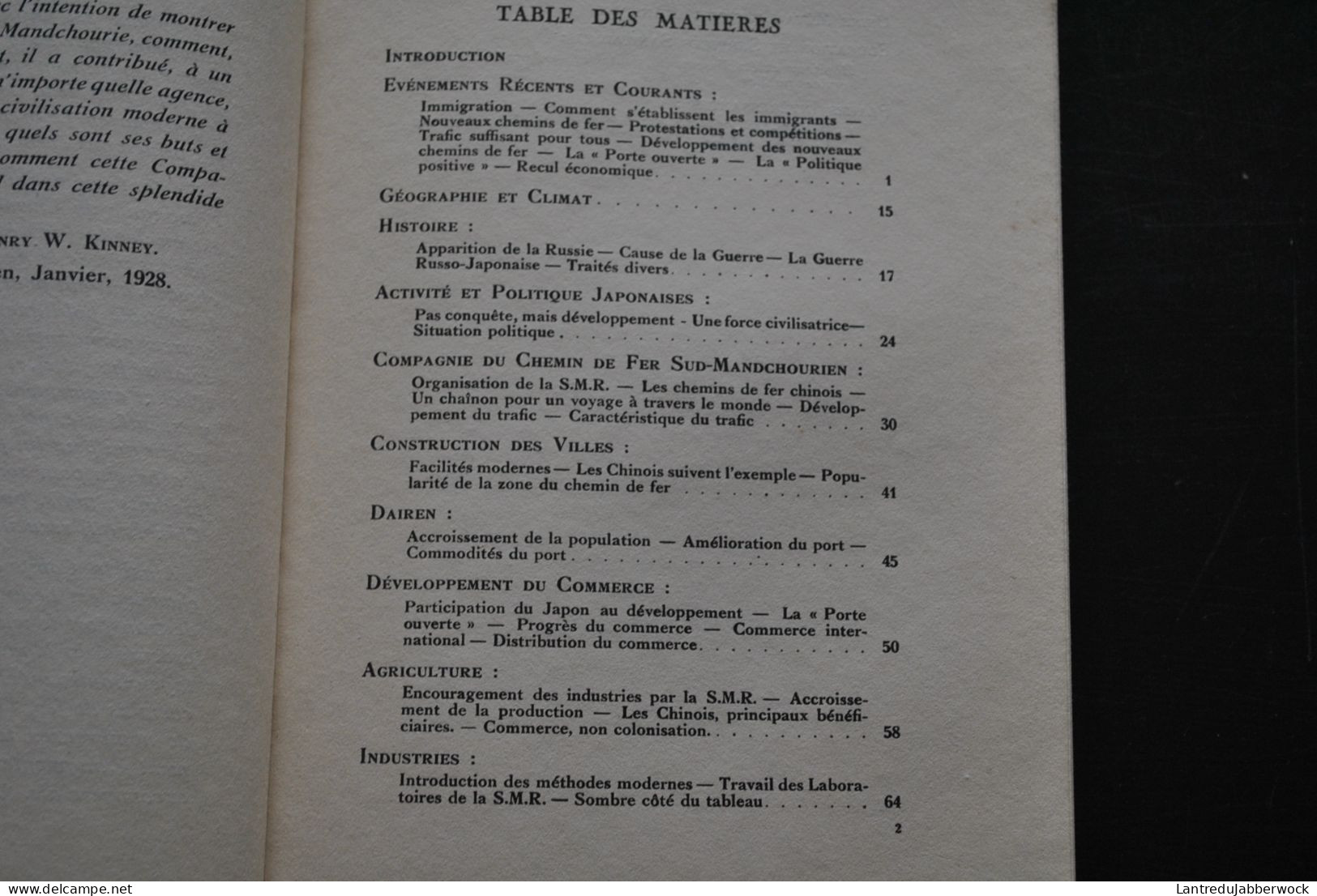 Henry Kinney La Mandchourie moderne et la compagnie du chemin de fer sud mandchourien Baudelot & Cie 1928 Carte couleur