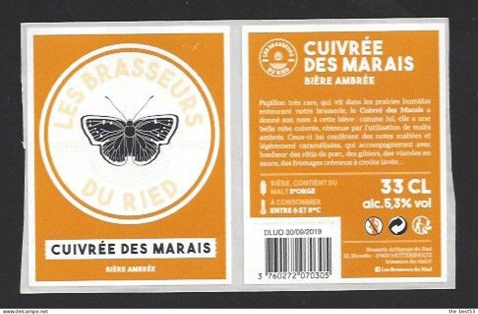 Etiquette De Bière  Ambrée  -  Cuivrée Des Marais   -  Brasserie  Ried  à  Muttersholtz   (67) - Bière