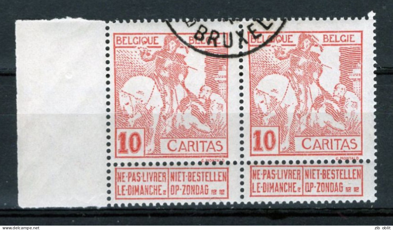 (alm10)  Belgique  CARITAS PAIRE OBLITERES AVEC GOMME - 1910-1911 Caritas