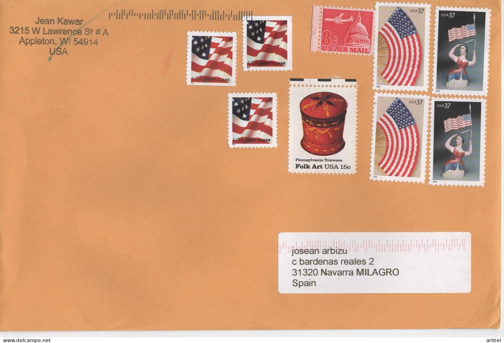 ESTADOS UNIDOS USA CC SELLOS ARTE BANDERA FLAG - Enveloppes