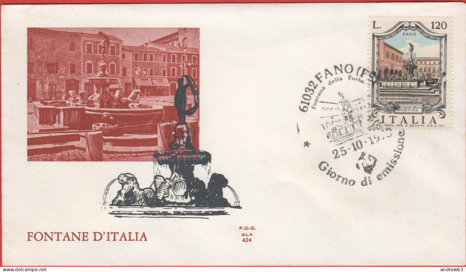 ITALIA - ITALIE - ITALY - 1978 - Fontane - 6ª Emissione - Fano - FDC ALA - FDC