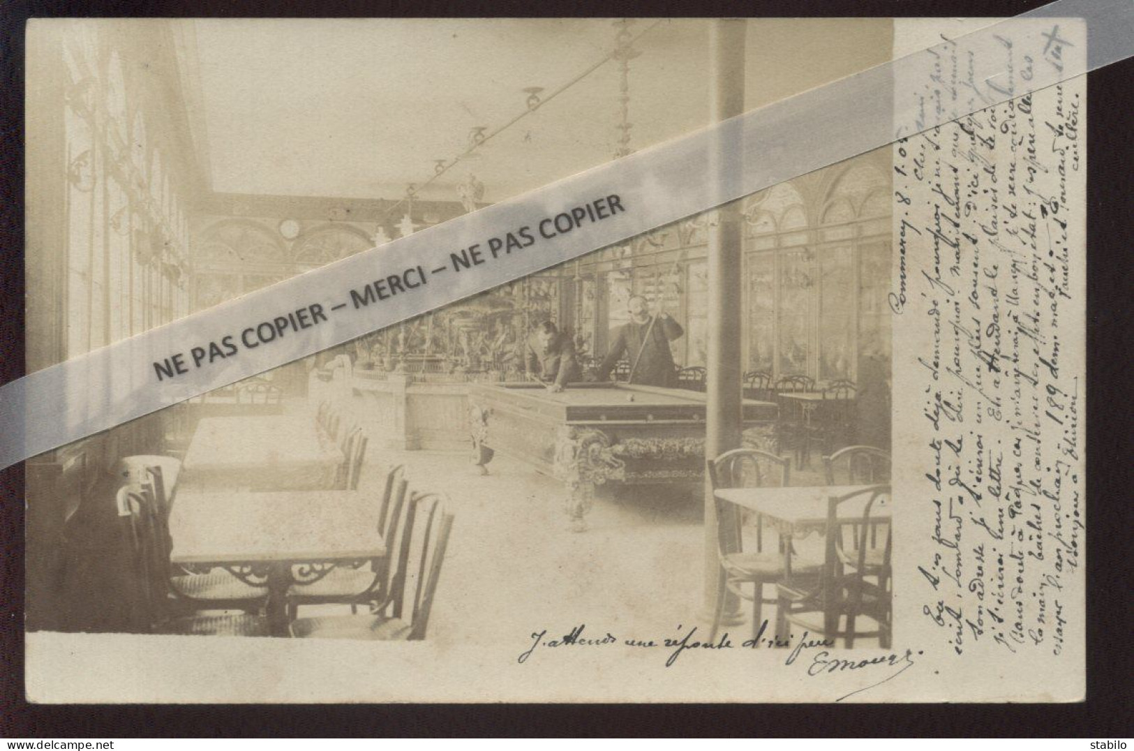 55 - BAR-LE-DUC - INTERIEUR DU CAFE DES OISEAUX - LE BILLARD - CARTE PHOTO ORIGINALE - Bar Le Duc