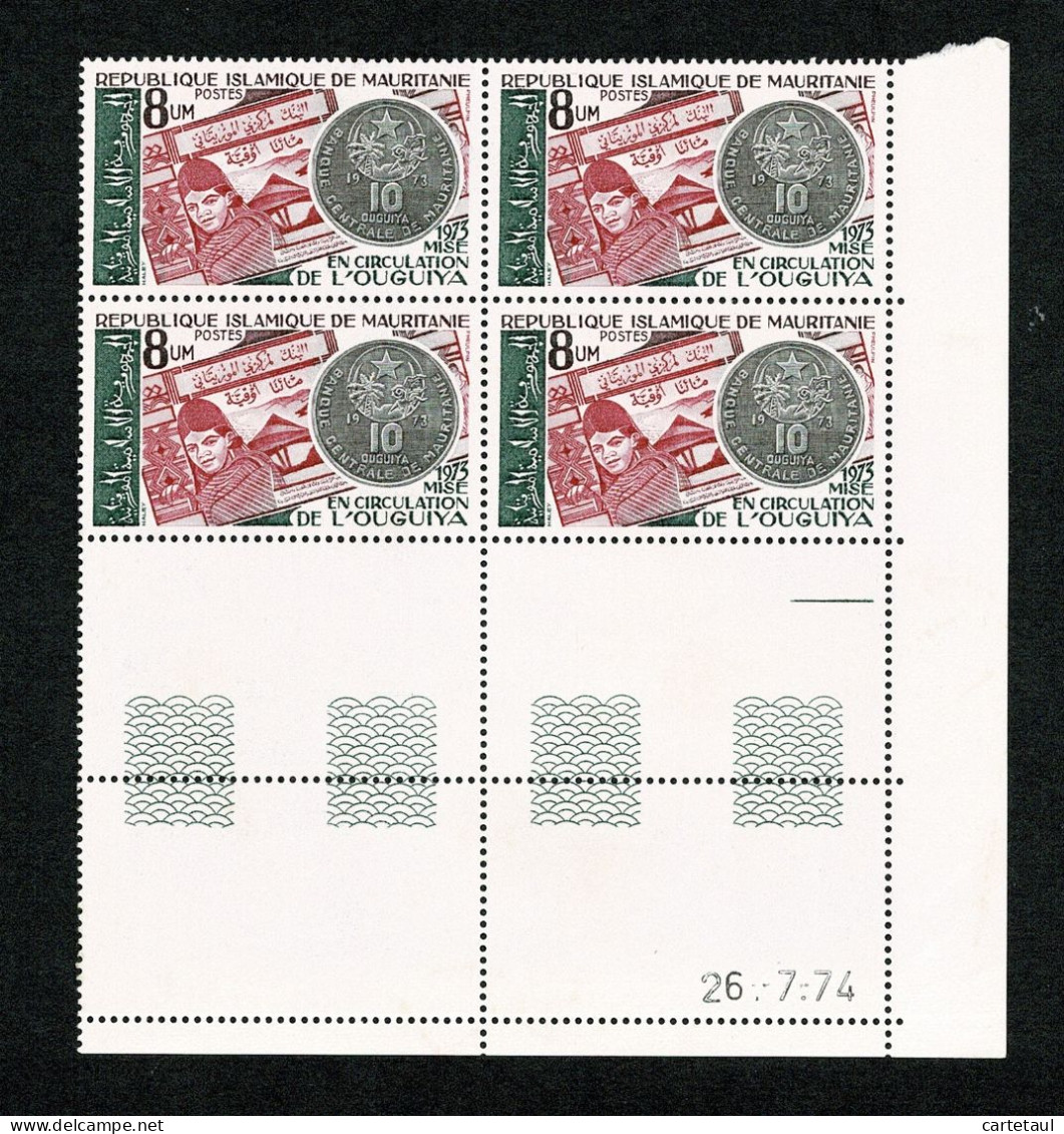 MAURITANIE 1973 Mise En Circulation OUGOUIYA 8 UM   Bloc De 4 Coin Daté 26.7.74 ** Gomme Intacte SUPERBE - Mauritanie (1960-...)