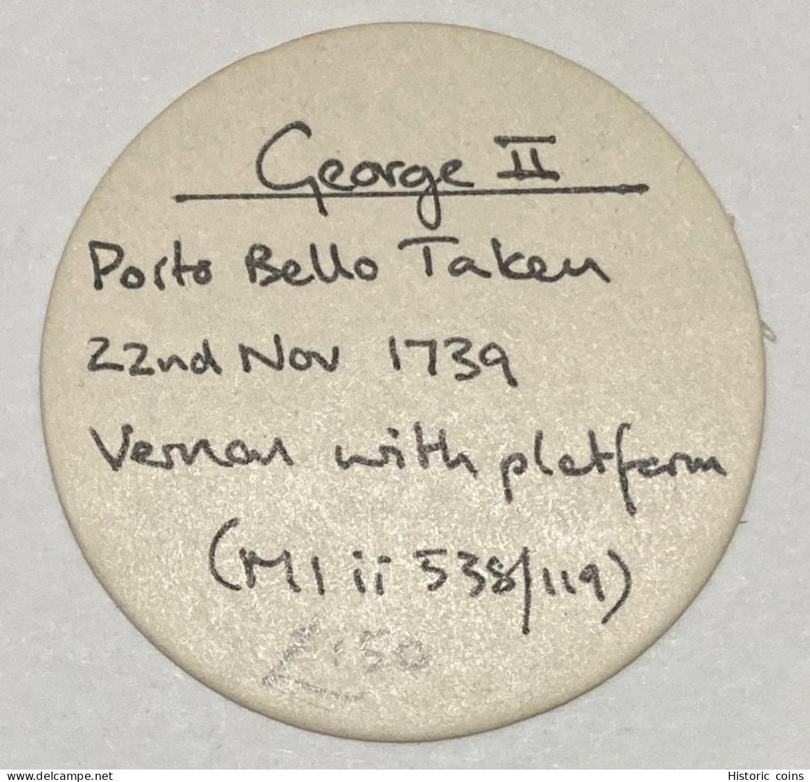 1739 Admiral VERNON copper medal CAPTURE OF PORTO BELLO – Betts 238
