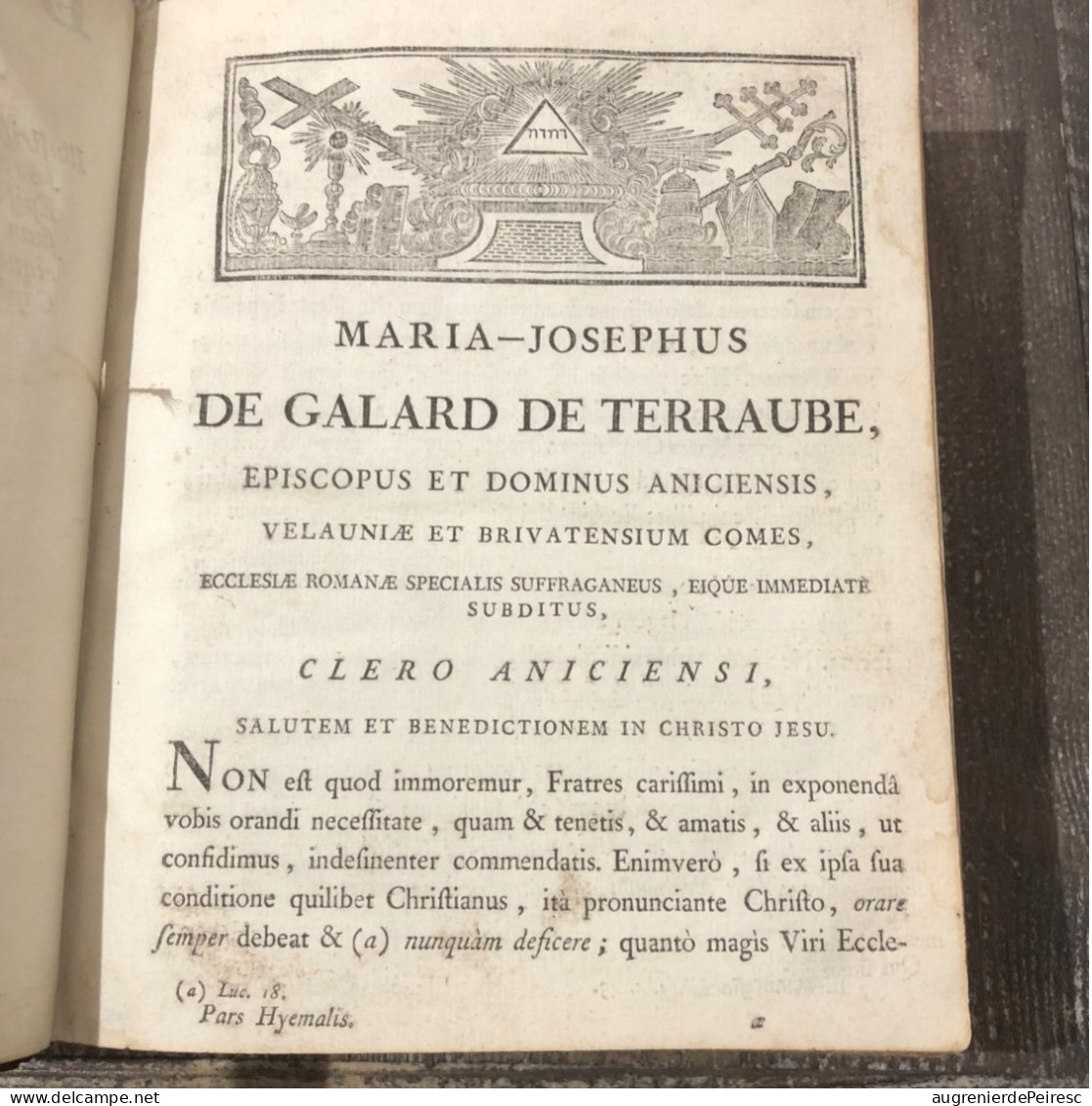 Bréviaire Pars Hyemalis 1786 Marie-Joseph De Galard De Terraube - 1701-1800