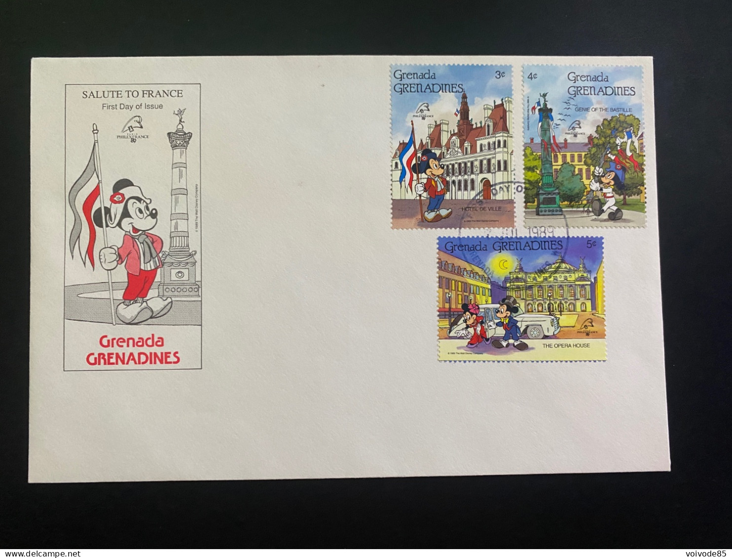 FDC Grenada Grenadines  - 07/07/1989 - Walt Disney - Mickey - Minie - Disney