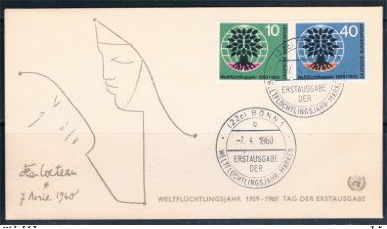 GERMANY 1960 Serie "Anno Internazionale Rifugiato" , Serie Con Annullo Fdc. - 1948-1960