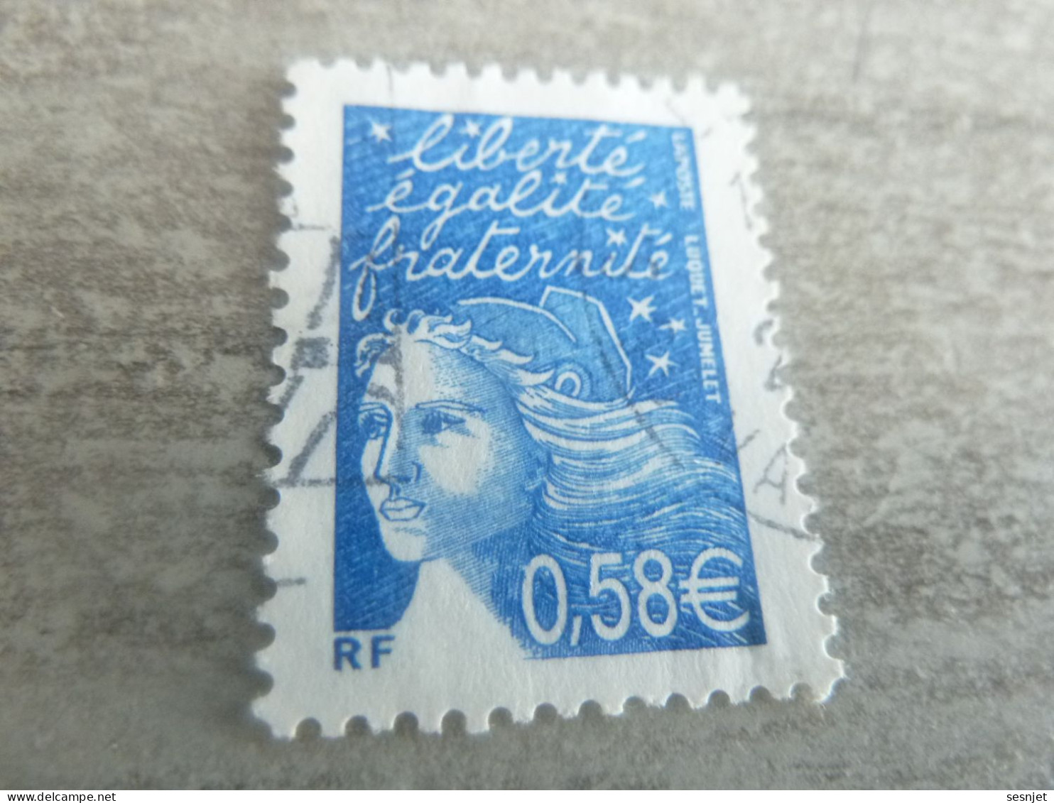 Marianne De Luquet - 0.58 € - Yt 3451 - Bleu - Oblitéré - Année 2002 - - Gebraucht