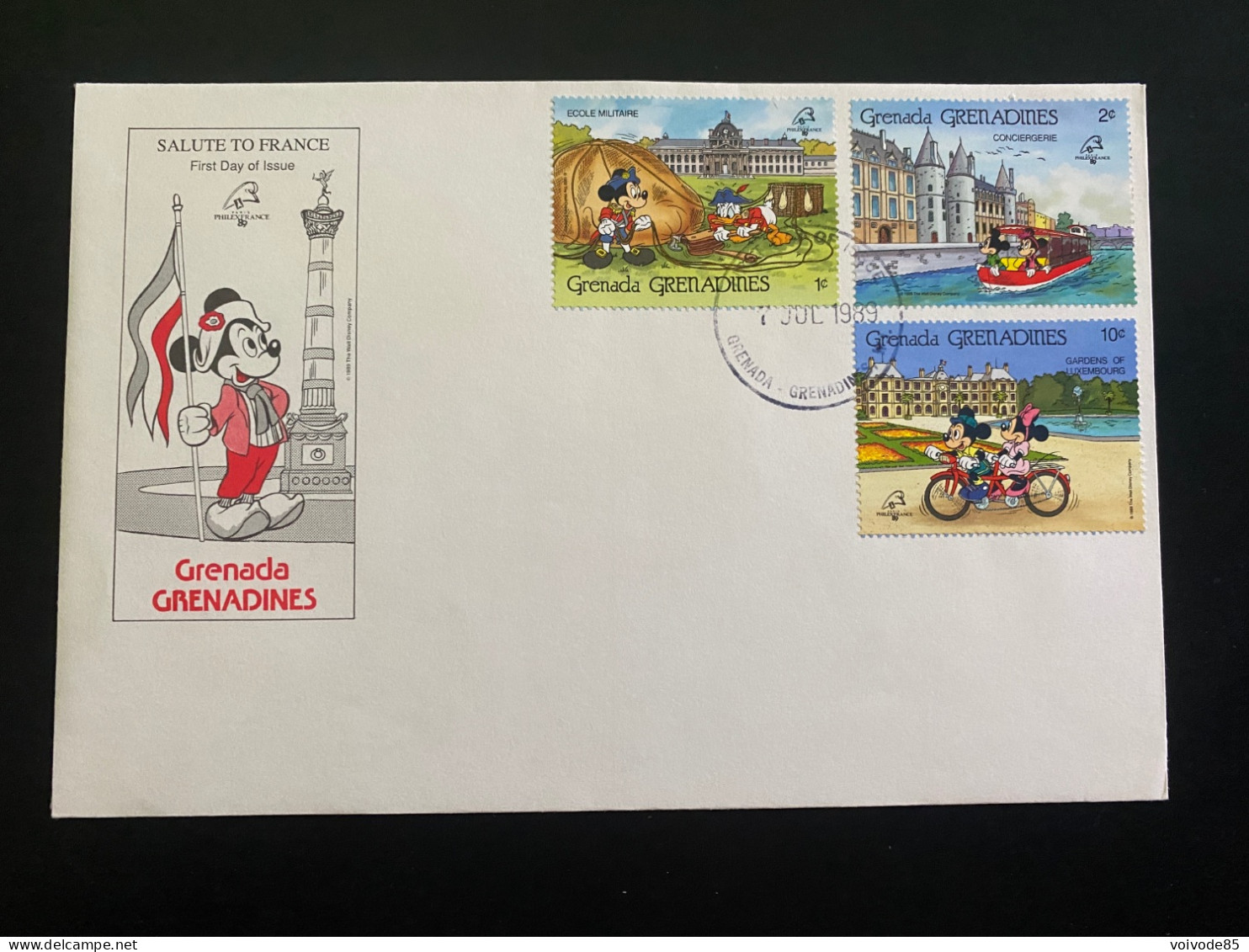 FDC Grenada Grenadines  - 07/07/1989 - Walt Disney - Mickey - Minie - Disney