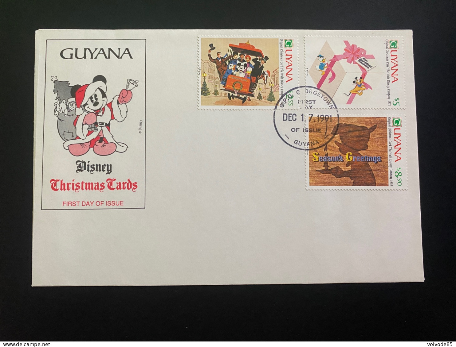 FDC Guyana 17/12/1991 - Walt Disney - Mickey - Donald - Picsou - Disney