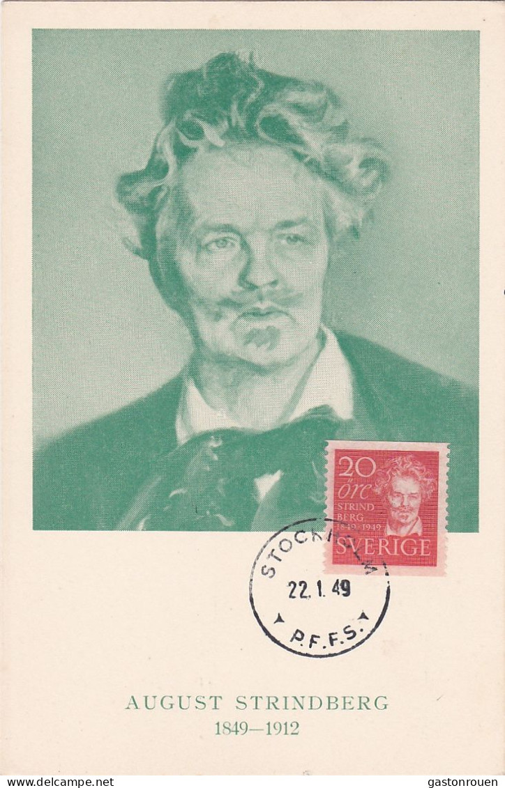 Carte Maximum Suède 1949 August Strindberg - Maximumkarten (MC)