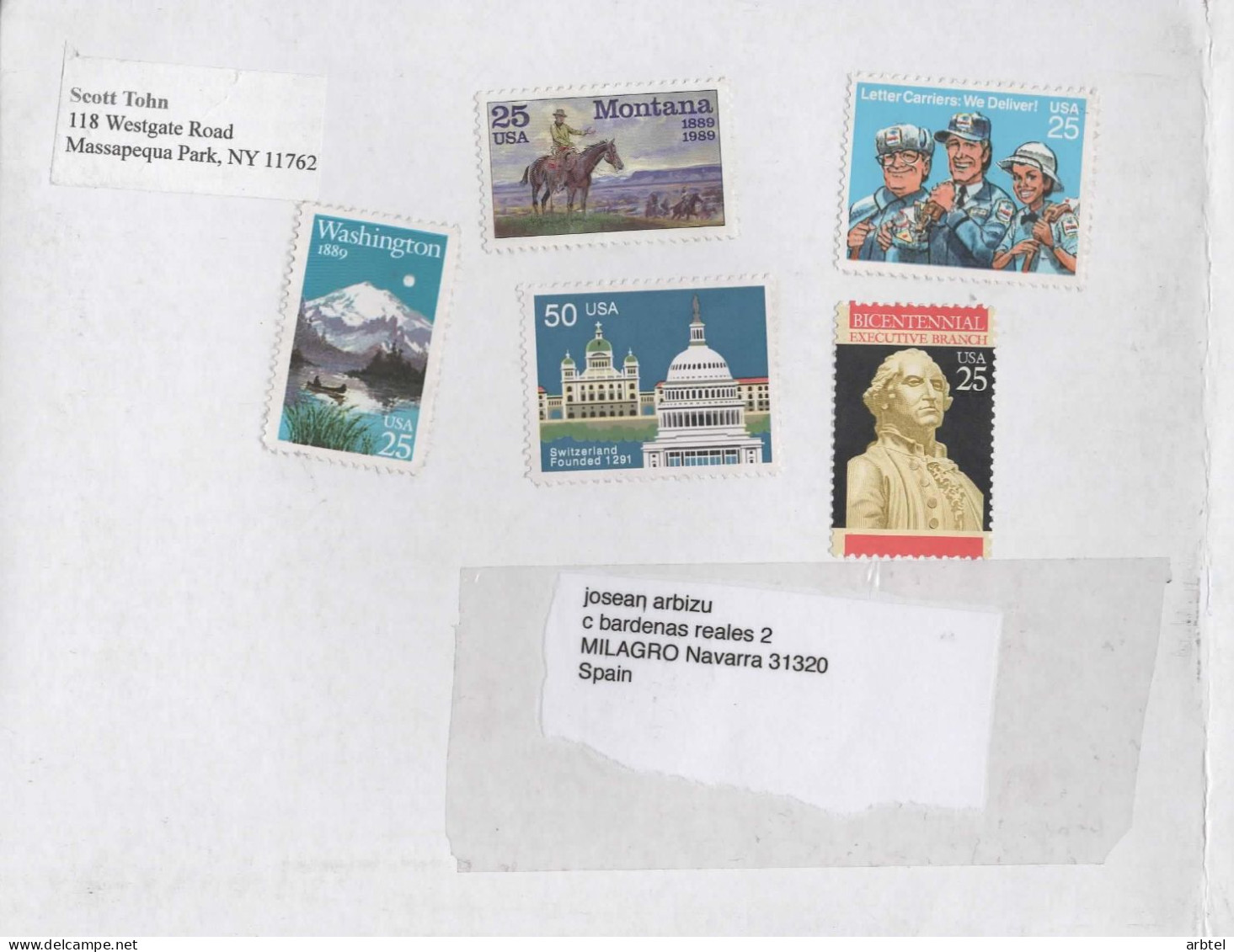 ESTADOS UNIDOS USA CS SELLOS MONTANA CARTERO POSTMAN WASHINGTON SUIZA - Covers & Documents