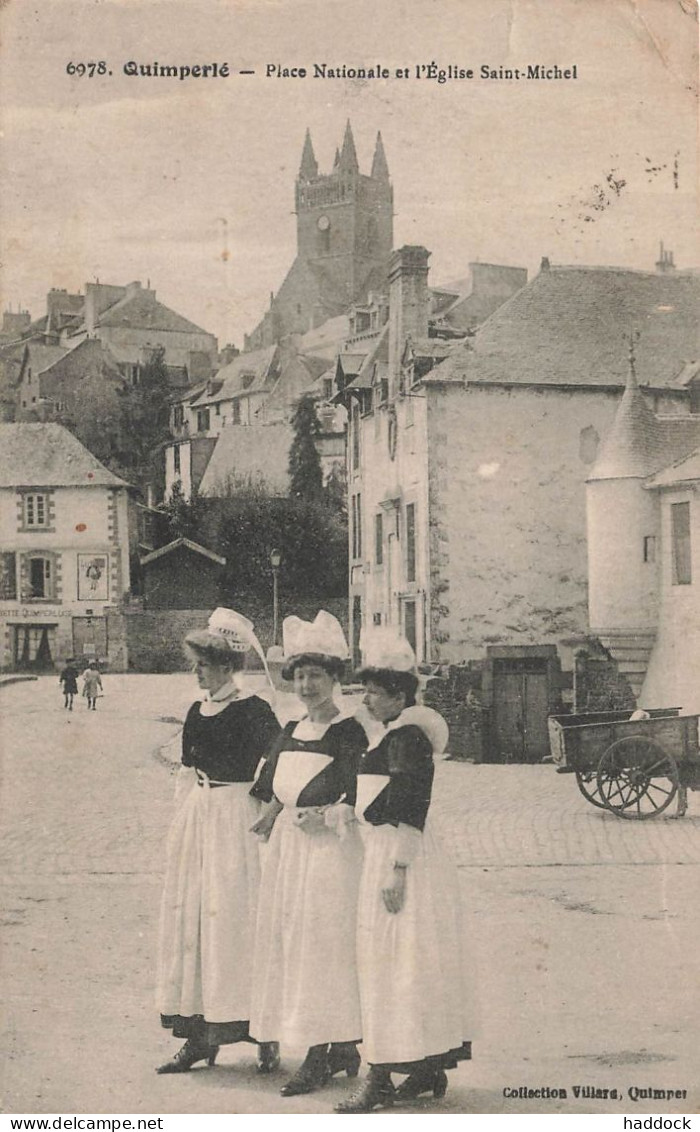 QUIMPERLE : PLACE NATIONALE ET L'EGLISE SAINT MICHEL - Quimperlé