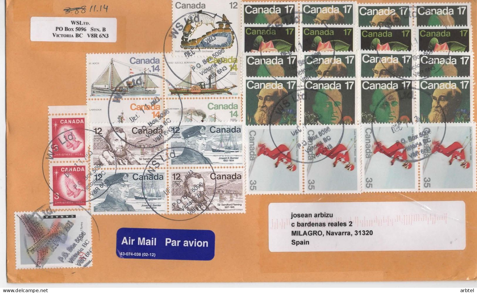 CANADA CC SELLOS BARCO SHIP PUENTE ARTE ARTICO METEOROLOGIA ARCTIC FAUNA BISON - Storia Postale