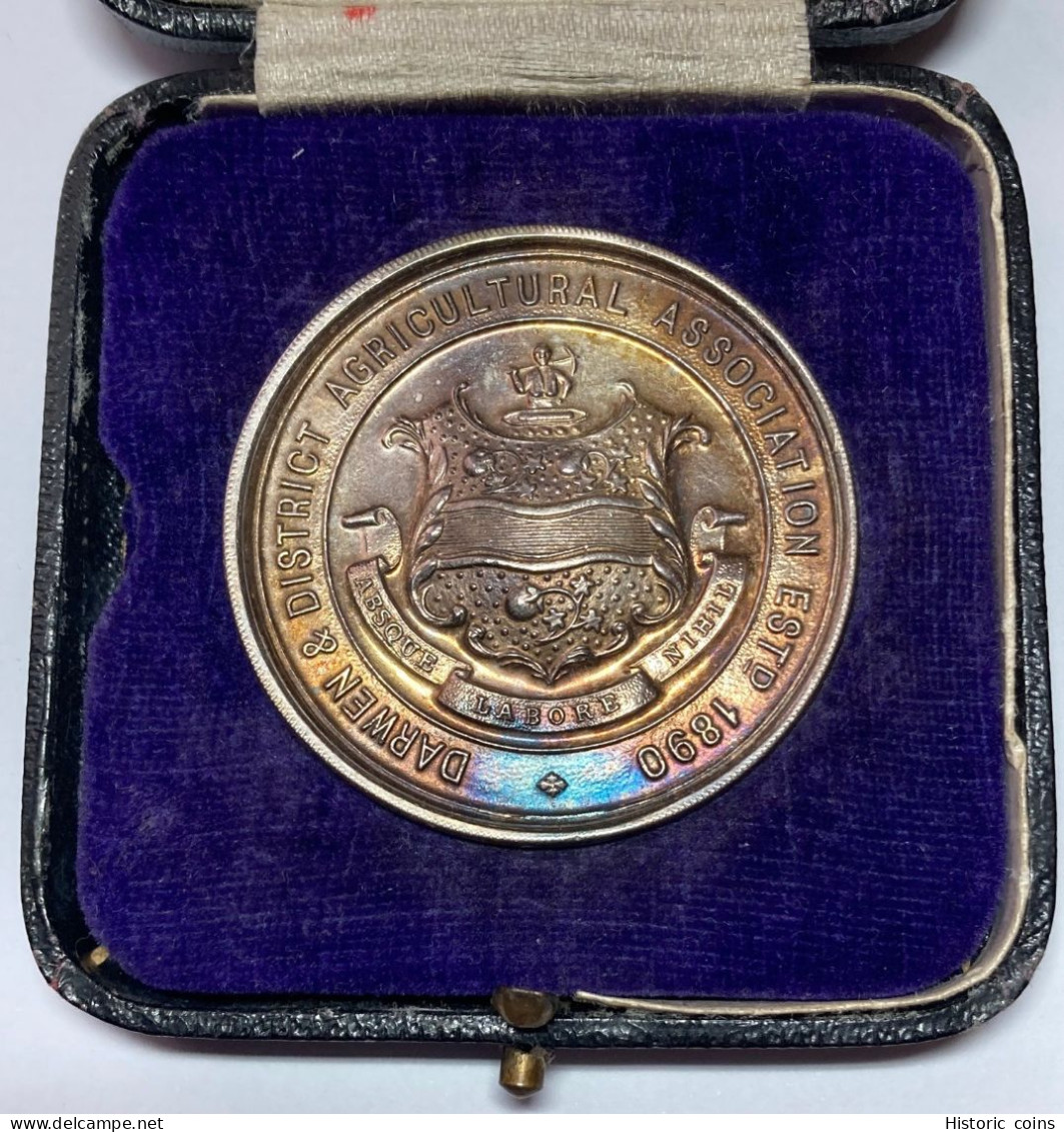 1938 Lancashire DARWEN & DISTRICT AGRICULTURAL ASSOC .925 Hallmarked Silver Medal In Case - Profesionales/De Sociedad