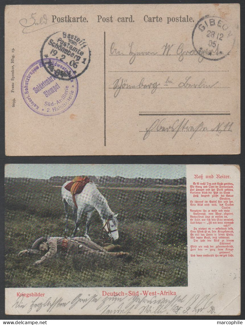DSWA - DEUTSCH SÜDWEST AFRICA / 1905  GIBEON AUF BILDPOSTKARTE ==> SCHÖNEBERG (ref 7822) - Deutsch-Südwestafrika