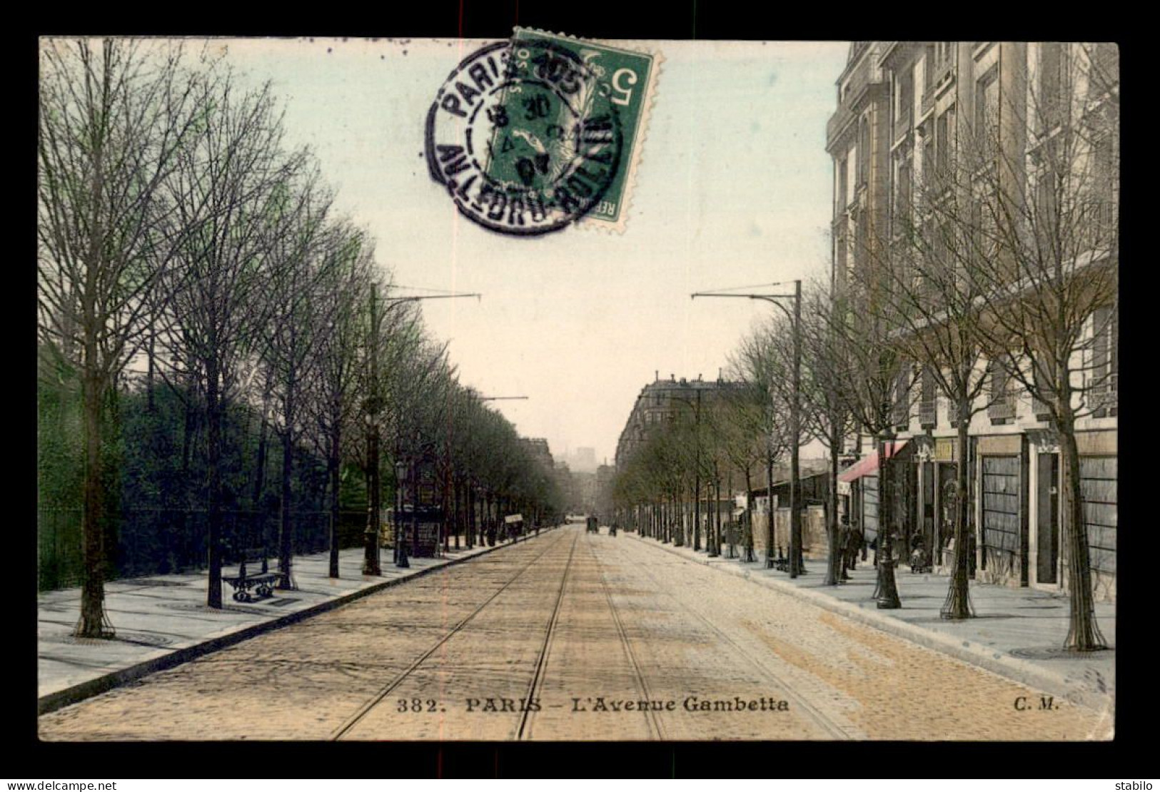 75 - PARIS 20EME - AVENUE GAMBETTA - CARTE COLORISEE - Paris (20)