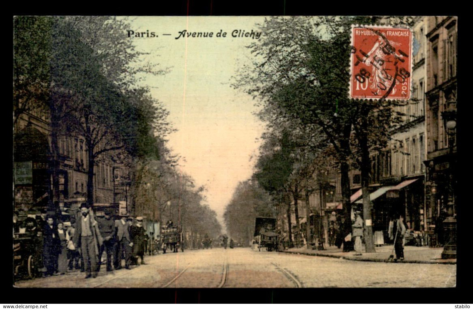 75 - PARIS 17EME - AVENUE DE CLICHY - CARTE TOILEE ET COLORISEE - Distrito: 17