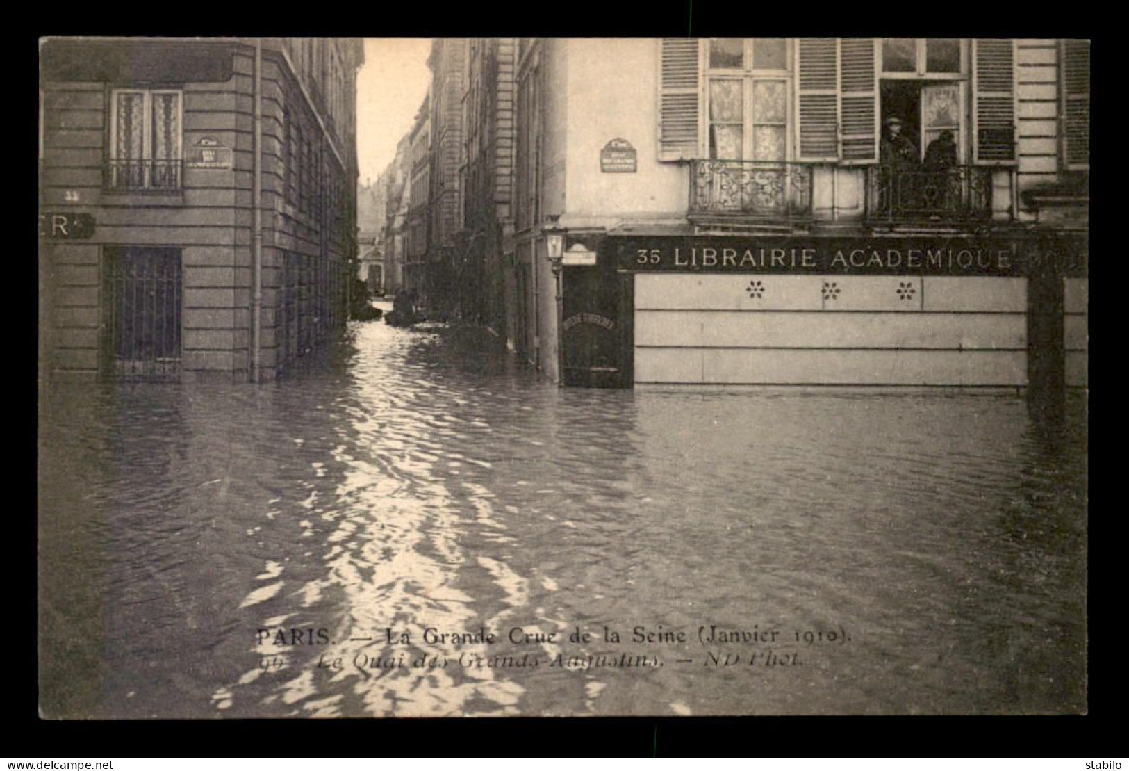 75 - PARIS 6EME - INONDATIONS DE 1910 - QUAI DES GRANDS AUGUSTINS, LIBRAIRIE ACADEMIQUE - District 06